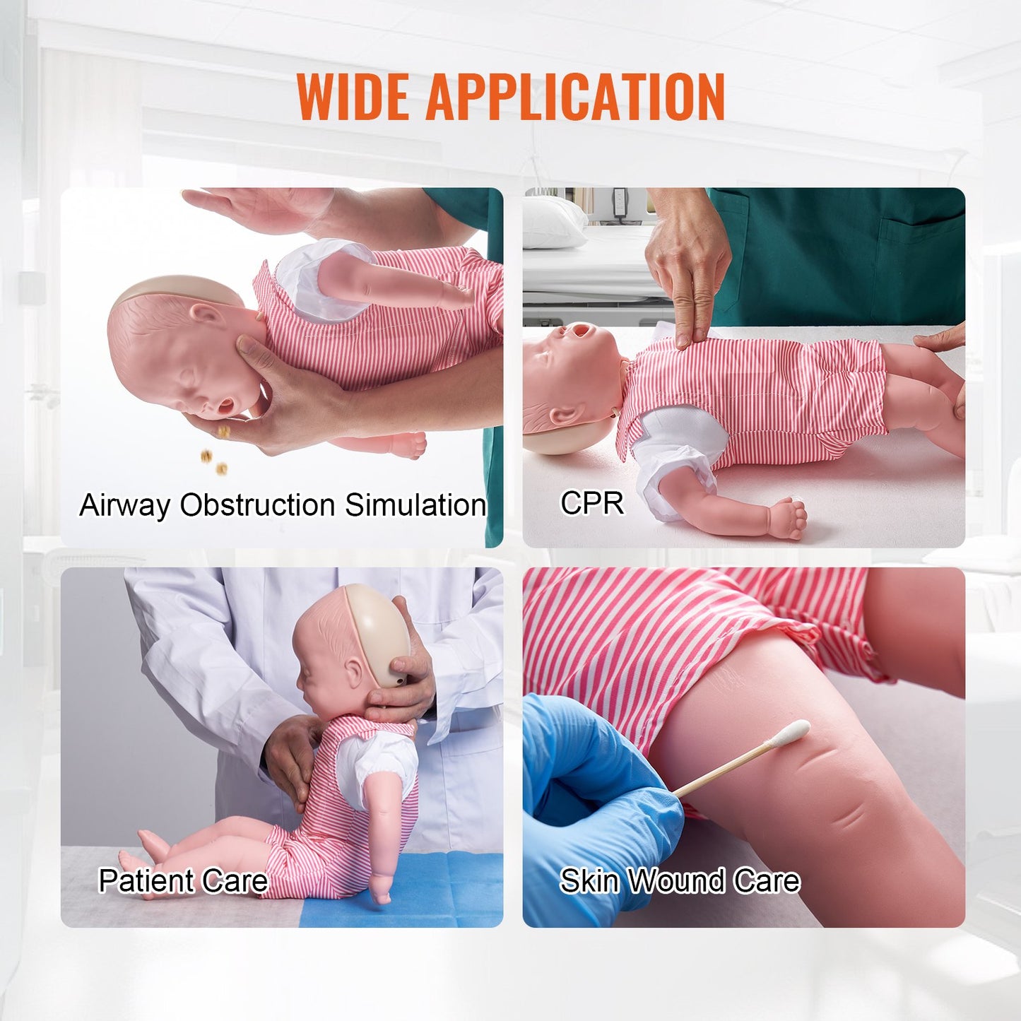 Infant CPR Training Manikin, Heimlich Maneuver and Cardiopulmonary Resuscitation (CPR), Infant Airway Obstruction Training Manikin, Baby Heart Attack Model for Training