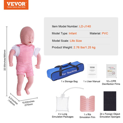 Infant CPR Training Manikin, Heimlich Maneuver and Cardiopulmonary Resuscitation (CPR), Infant Airway Obstruction Training Manikin, Baby Heart Attack Model for Training