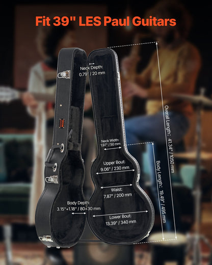 Electric Guitar Hard Case 41.34 in with Lock and Key for LES Paul Guitars