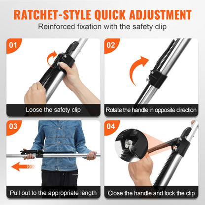 Laststång, spärrbar laststång Justerbar från 89" till 104", Kraftig stållaststabilisator med kapacitet på 309 lbs, laststång för lastbilsflak för lastbilsflak, släp, semitrailer (4 st)