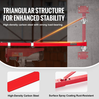 Elektrischer Hebearm, 600 kg Max. Tragkraft, Elektrische Hebevorrichtung Schwenkarm, Stahl-Hubrahmen, 180° schwenkbarer Gerüsthebearm, Windenhebearm zum Heben, Werkstatt, Garage