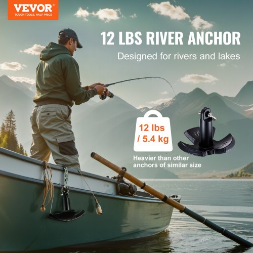 River Anchor 12 LBS Båtankare Gjutjärn Svart vinylbelagd med bygel |  EU