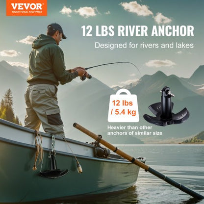 River Anchor 12 LBS Båtankare Gjutjärn Svart vinylbelagd med bygel |  EU