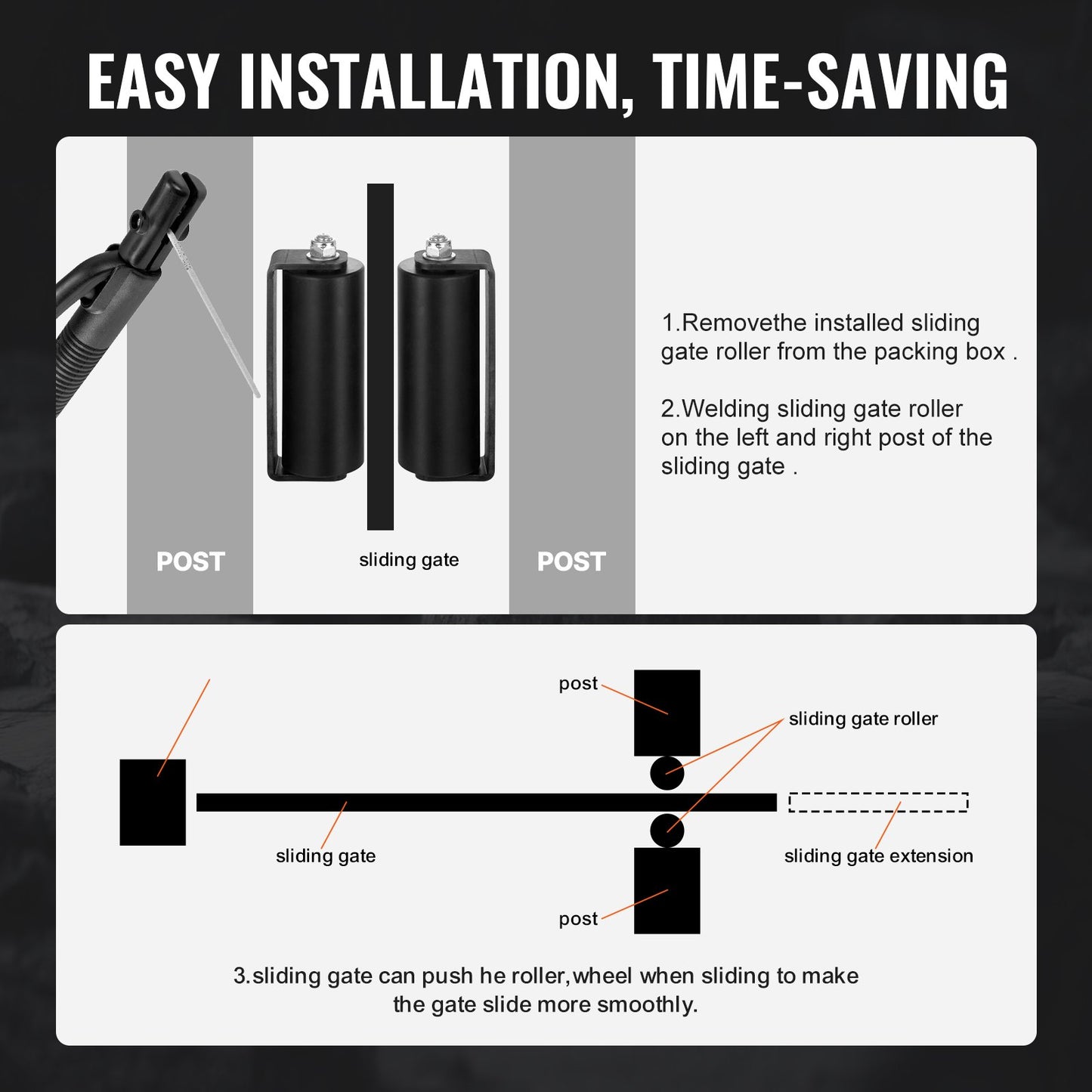 Sliding Gate Kit 6” Rolling Hardware C-typ fäste för Connect Tracks