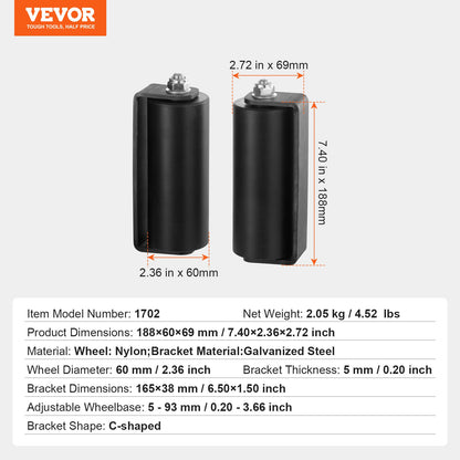 Sliding Gate Kit 6” Rolling Hardware C-typ fäste för Connect Tracks