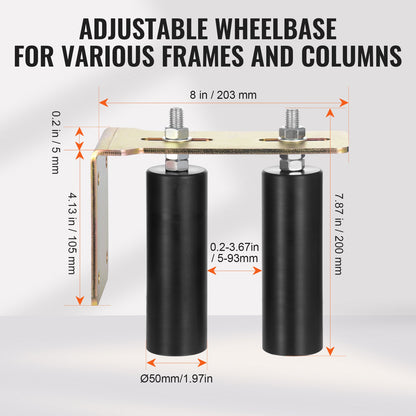 Schiebetor-Set, 6-Zoll-Rollbeschläge mit L-Halterung, verstellbar für die Tür