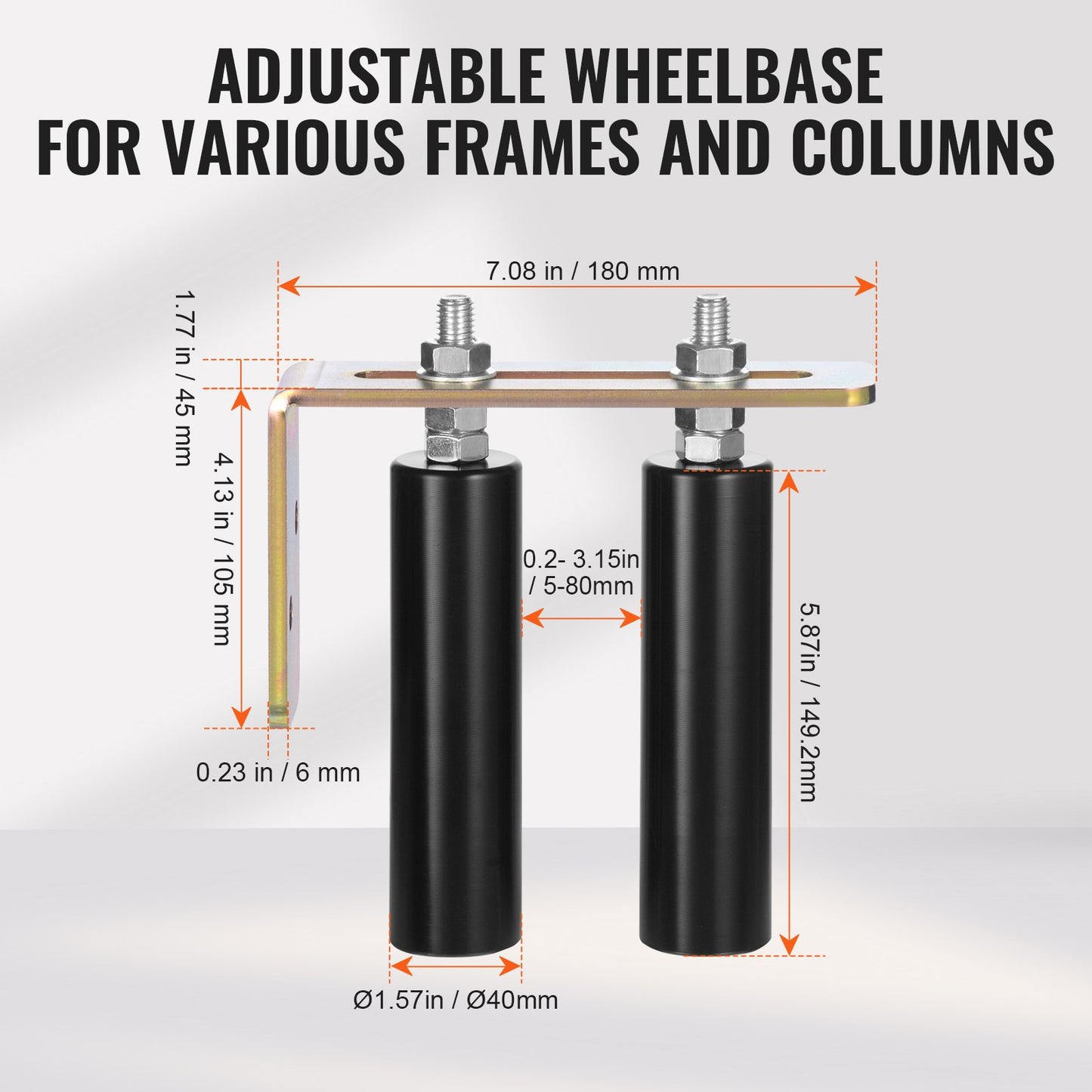 Schiebetor-Bausatz, 6-Zoll-Rollbeschläge mit L-Winkel