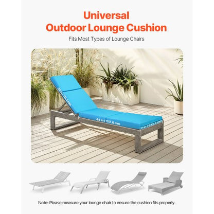 Set of 2 outdoor chaise lounge cushions, 190 x 51 cm, waterproof, thick | EU