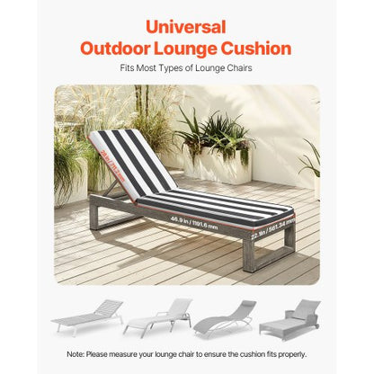 Set of 2 outdoor chaise lounge cushions, 190 x 51 cm, waterproof, thick | EU