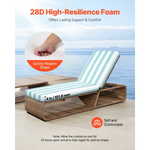 Set med 2 dynor till schäslong utomhus, vattentäta, 200 x 60 cm |  EU