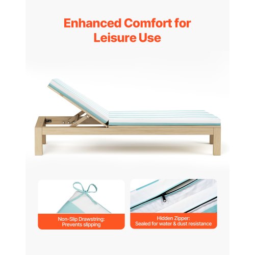 Set med 2 dynor till schäslong utomhus, vattentäta, 200 x 60 cm |  EU