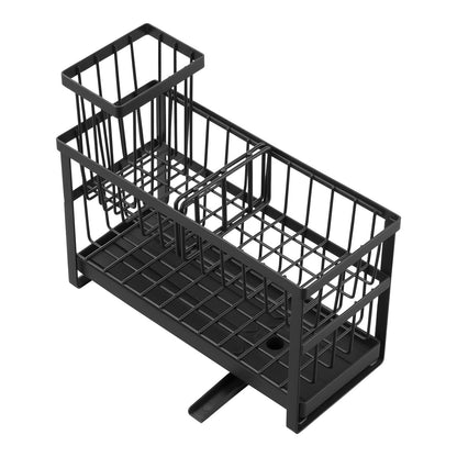 Kitchen Sink Caddy Organizer, 2 Tier Sponge Holder for Kitchen Sink with High Brush Holder & Divider, Storage Rack with Rotatable Drainage Spout, Countertop Organizers and Storage Essentials