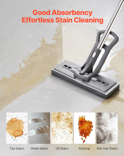 Sponge Mop Replacement, 2-Piece, High Density Wider PU Sponge Mop Head Replacement with Hook & Loop, High Absorbency Head Replacement for DS1362 Sponge Mop, Fit for Various Floors