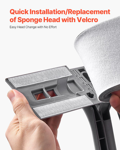 Sponge Mop Replacement, 2-Piece, High Density Wider PU Sponge Mop Head Replacement with Hook & Loop, High Absorbency Head Replacement for DS1362 Sponge Mop, Fit for Various Floors