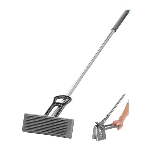 Sponge Mop, High-Density PU Sponge Mop with 1 Pcs Sponge Mop Replacement , Easy to Squeeze Sponge Mop with Hook & Loop for Head Change, Fit for Various Floors’ Cleaning