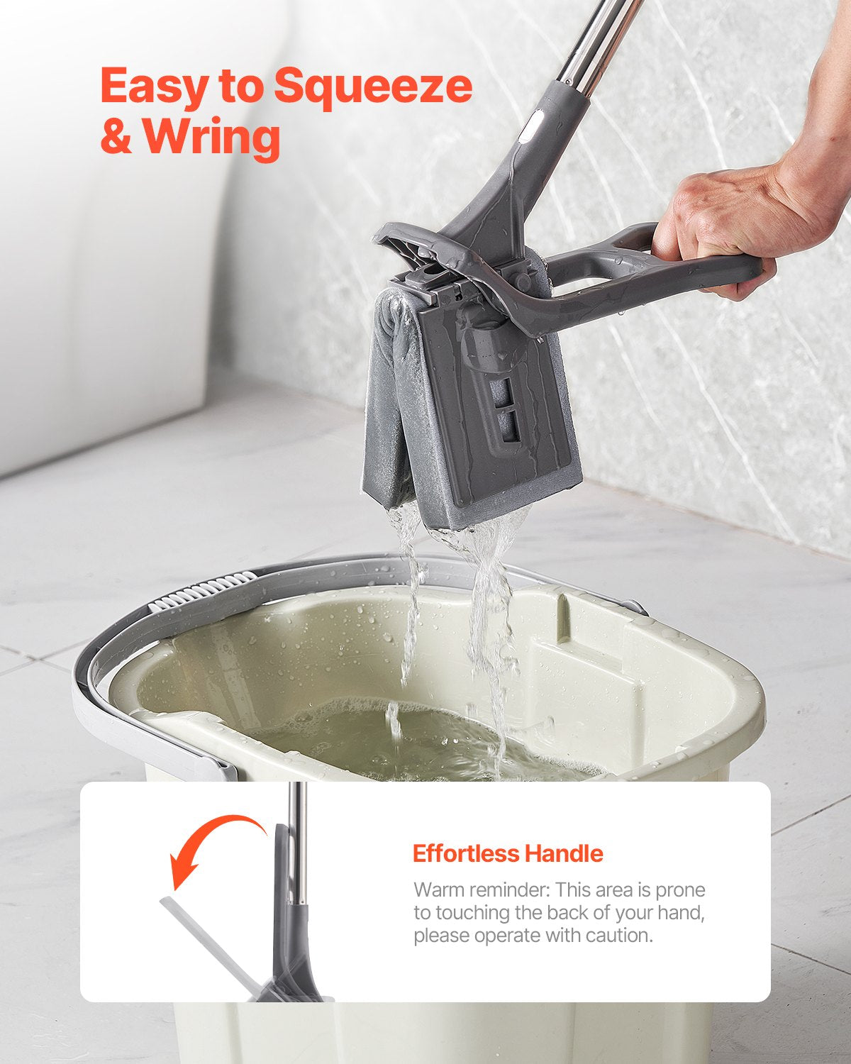 Sponge Mop, High-Density PU Sponge Mop with 1 Pcs Sponge Mop Replacement , Easy to Squeeze Sponge Mop with Hook & Loop for Head Change, Fit for Various Floors’ Cleaning