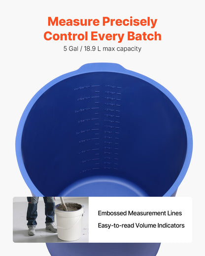 5 Gallon Bucket Liner for Concrete Mix, Reusable Silicone Mortar Bucket Liner for Thinset Paint Concrete Epoxy Mixing, Heavy-duty Grout Mixer Insert Tool with Graduated Measurements, Blue