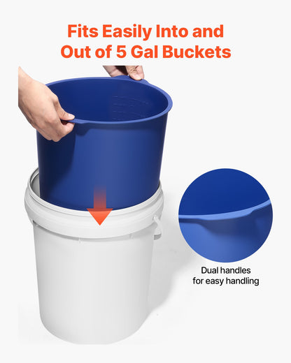 5 Gallon Bucket Liner for Concrete Mix, Reusable Silicone Mortar Bucket Liner for Thinset Paint Concrete Epoxy Mixing, Heavy-duty Grout Mixer Insert Tool with Graduated Measurements, Blue