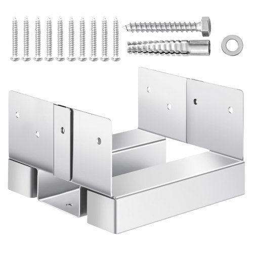 6x6 Post Base 10 Pcs, Inner Size 5.49x5.57inch/139.5x141.5mm Concrete Post Anchor, Heavy-Duty Zinc-Plated Carbon Steel Posts Brackets with 1 Inch Standoff Elevation, for Concrete Pergolas Patio