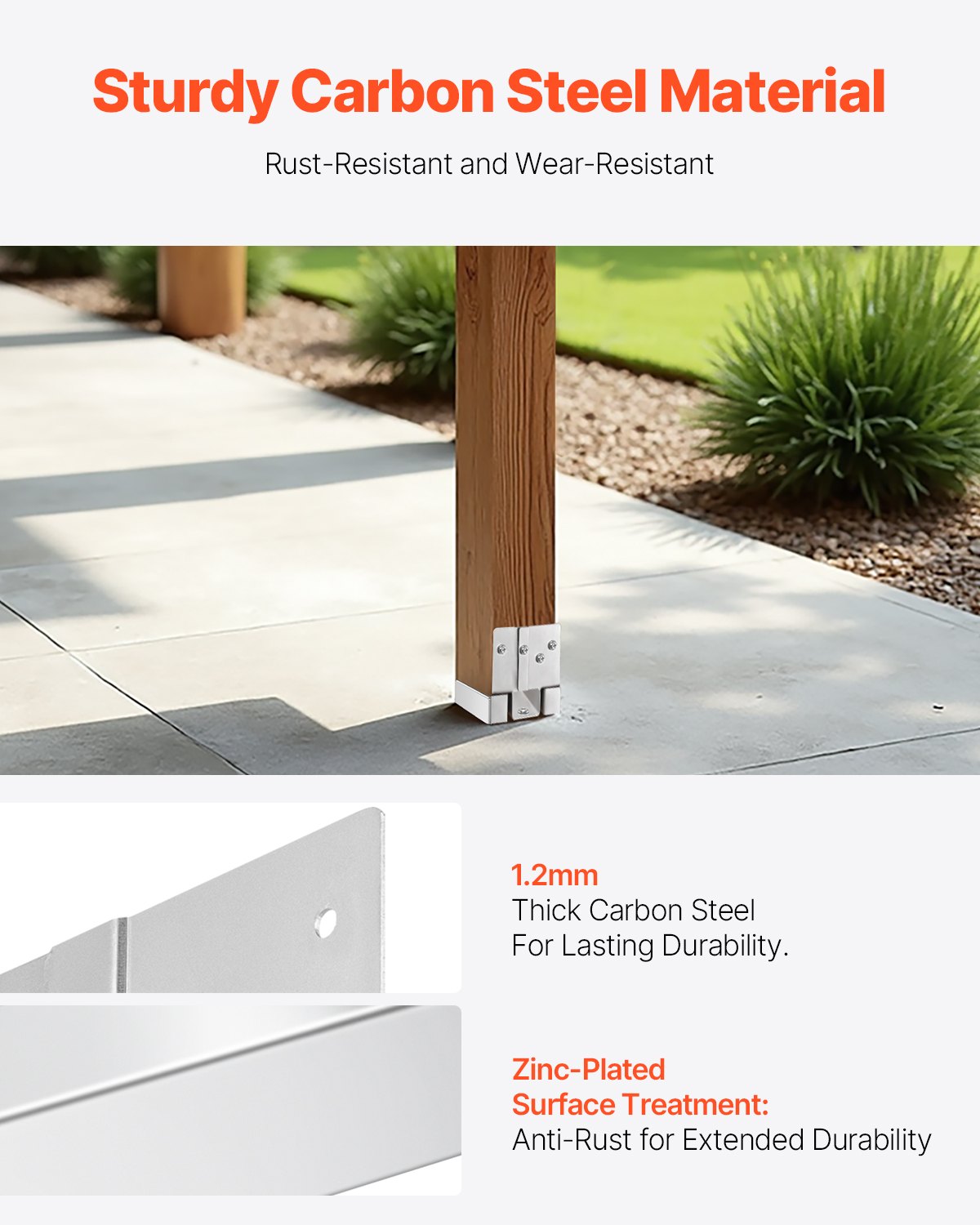 6x6 Post Base 10 Pcs, Inner Size 5.49x5.57inch/139.5x141.5mm Concrete Post Anchor, Heavy-Duty Zinc-Plated Carbon Steel Posts Brackets with 1 Inch Standoff Elevation, for Concrete Pergolas Patio