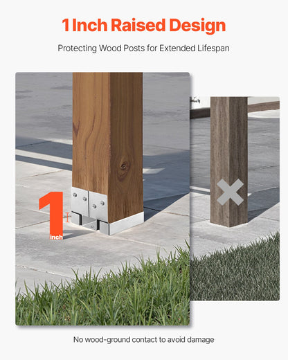6x6 Post Base 10 Pcs, Inner Size 5.49x5.57inch/139.5x141.5mm Concrete Post Anchor, Heavy-Duty Zinc-Plated Carbon Steel Posts Brackets with 1 Inch Standoff Elevation, for Concrete Pergolas Patio