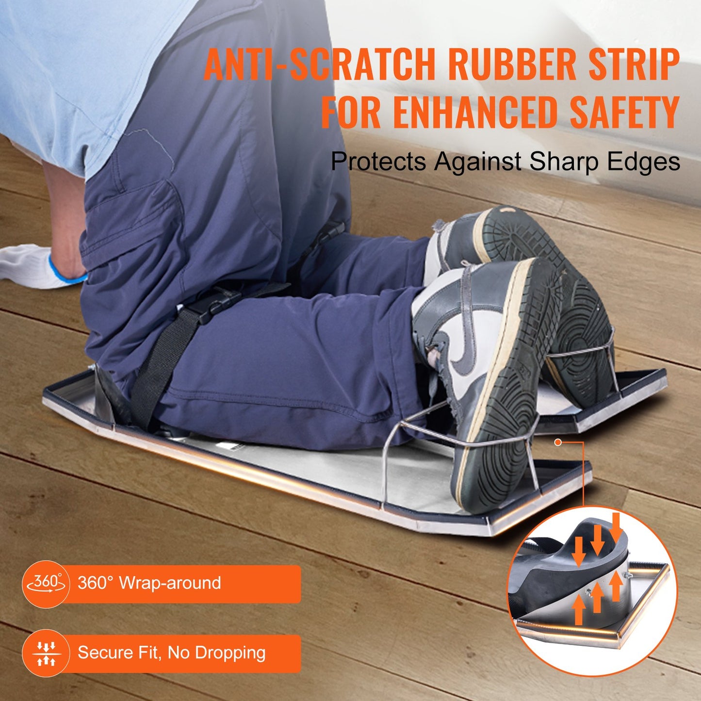 Concrete Knee Boards Slider Knee Boards 28” x 8” Kneeler Board Stainless Steel Kneedboards Concrete Sliders Pair of Movable Sliders with Concrete Knee Pads &amp; Board Bands for Concrete Finishing