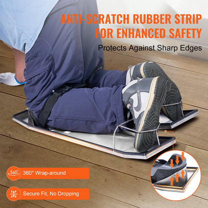 Concrete Knee Boards Slider Knee Boards 28” x 8” Kneeler Board Stainless Steel Kneedboards Concrete Sliders Pair of Movable Sliders with Concrete Knee Pads &amp; Board Bands for Concrete Finishing