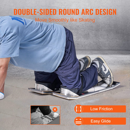 Stainless Steel Concrete Knee Boards, 28'' x 8'' Concrete Slider, 2 Pairs Concrete Knee Pads Movable Sliders, with Knee Pads and Disc Straps for Cement and Concrete Finishing