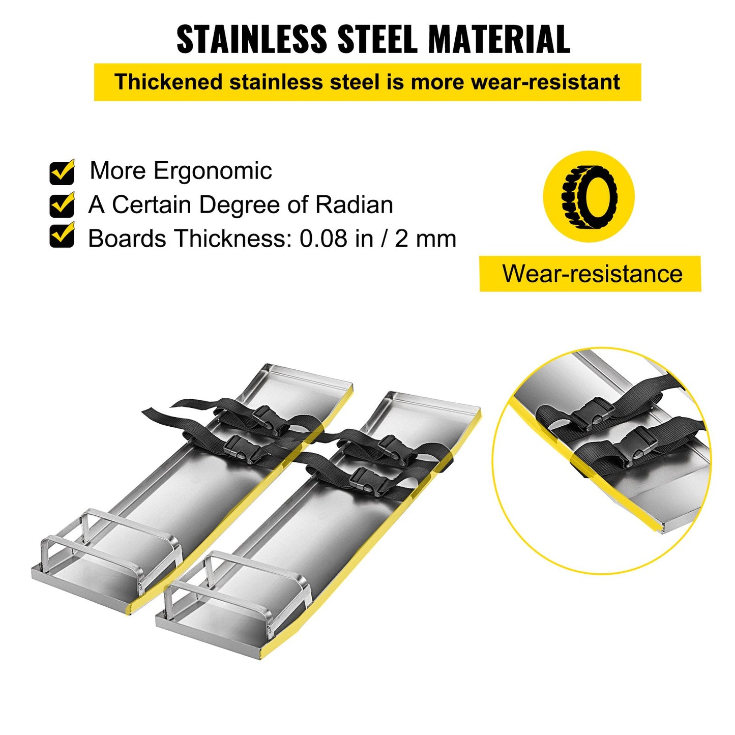 Betong Knäbrädor 30'' x 8'' Slider Knee Boards, Kneeler Board Rostfritt stål Kneeboards, Betongreglage Par rörliga skjutreglage, med betongbrädesband för cement och betongfinishi