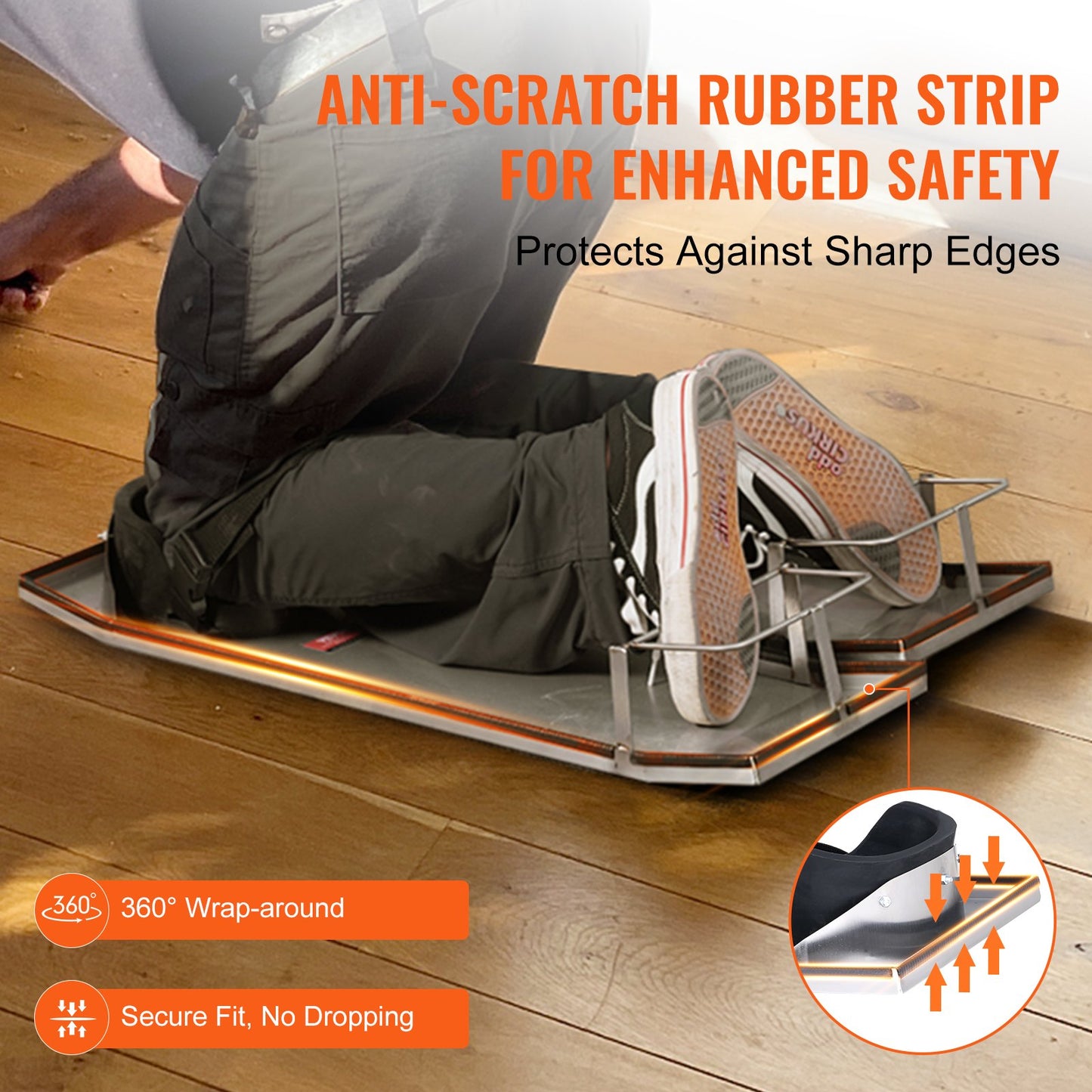 Betong Knäbrädor Rostfritt stål, 30'' x 10'' Betongslider, Knä Brädor för Betong, Betong Knäskydd rörliga skjutreglage, med knäskydd & bräde remmar för cement och betong efterbehandling