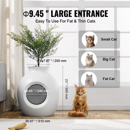 Plant Cat Litter Box, Smart Odor Control System, Hidden Cat Litter Box with 9.48 in Large Entrance, Lighting Decoration & Sturdy ABS Material, Fit for Living Room/Corner/Outdoor Pool/Patio