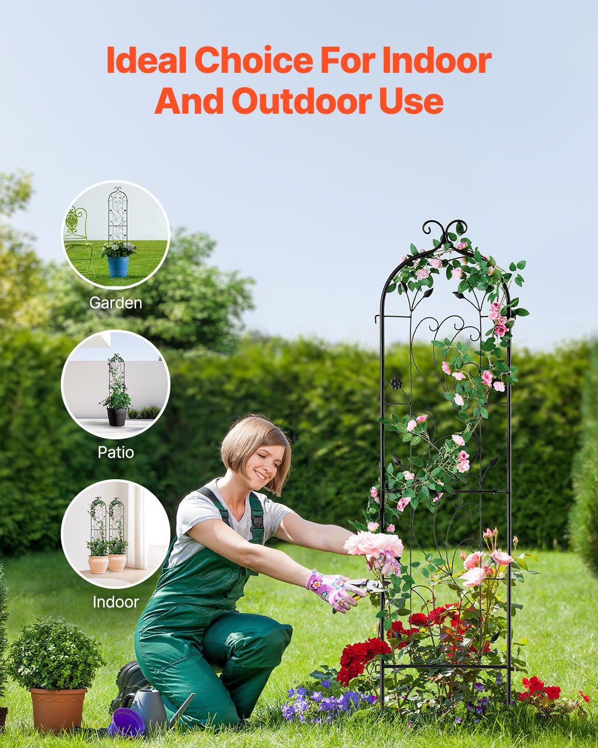 2er-Pack Metall-Gartenspalier zur Kletterpflanzenunterstützung 60x15 Zoll rostfrei