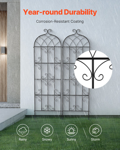 2-pack metall trädgårdsspaljé för klätterväxtstöd 71x20 i rostsäker