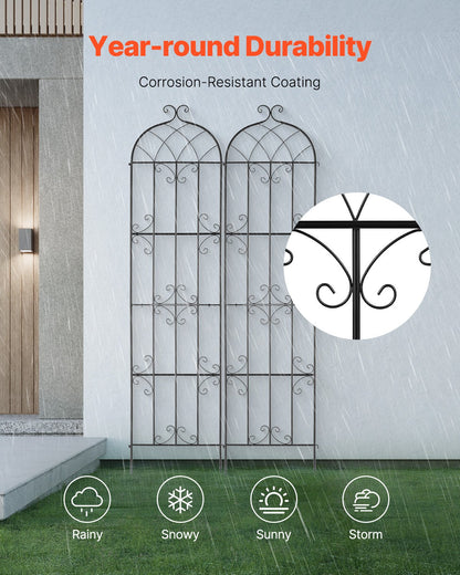 2-pack metal garden trellis for climbing plant support 87x20 in rustproof