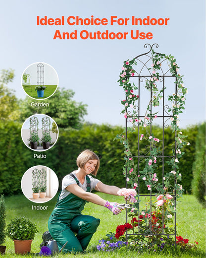 2-pack metal garden trellis for climbing plant support 87x20 in rustproof