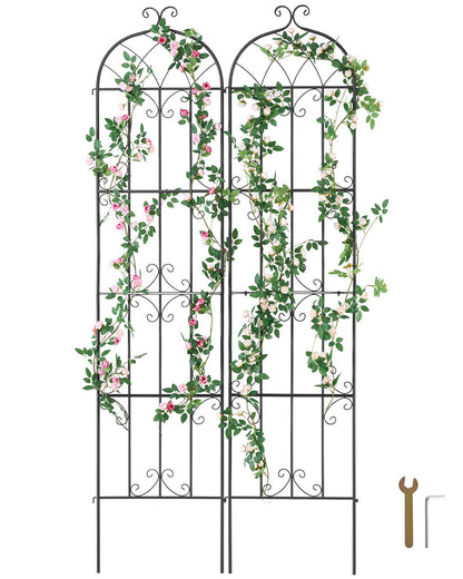 2-pack metal garden trellis for climbing plant support 87x20 in rustproof