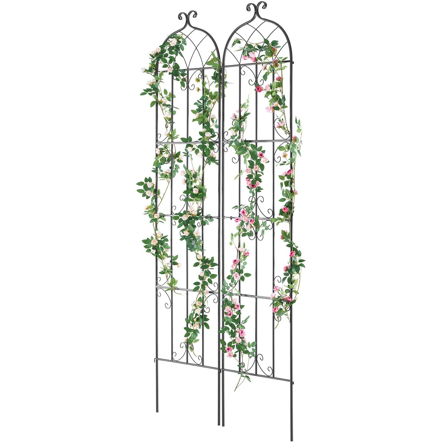2-pack metal garden trellis for climbing plant support 87x20 in rustproof