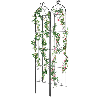 2-pack metal garden trellis for climbing plant support 87x20 in rustproof
