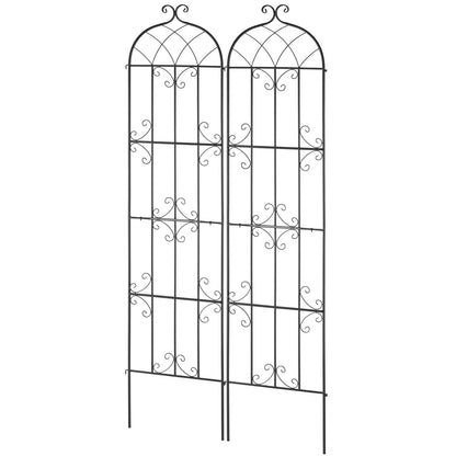 2-pack metal garden trellis for climbing plant support 87x20 in rustproof