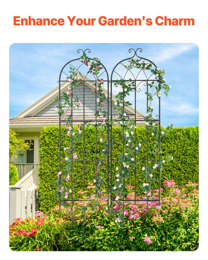 Garden Trellis for Climbing Plants, 87 x 20 in, 2 Packs Rustproof Metal Garden Flower Trellis, Outdoor Climbing Rose Trellis Cucumbers Support, Decorative Clematis Trellis for Courtyards Lawns