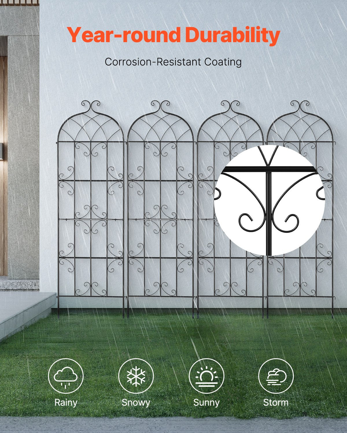 4er-Pack Metall-Gartenspalier zur Kletterpflanzenunterstützung 71x20 in rostfrei