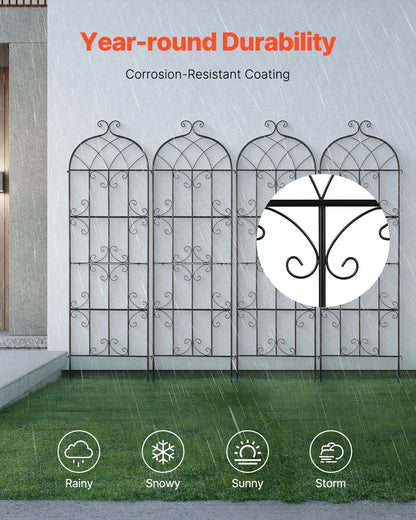 4er-Pack Metall-Gartenspalier zur Kletterpflanzenunterstützung 71x20 in rostfrei