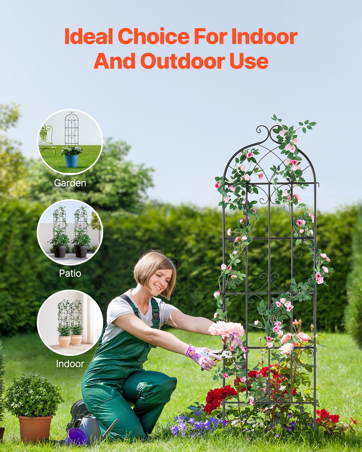 4er-Pack Metall-Gartenspalier zur Kletterpflanzenunterstützung 71x20 in rostfrei