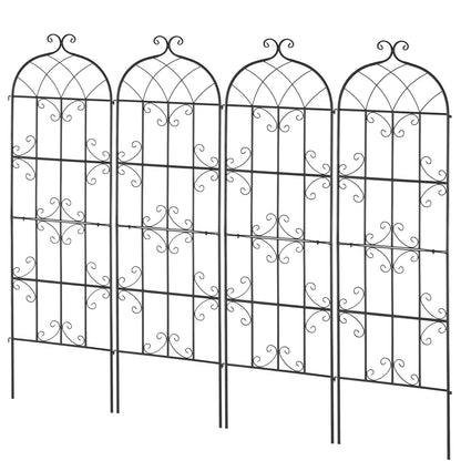 4er-Pack Metall-Gartenspalier zur Kletterpflanzenunterstützung 71x20 in rostfrei