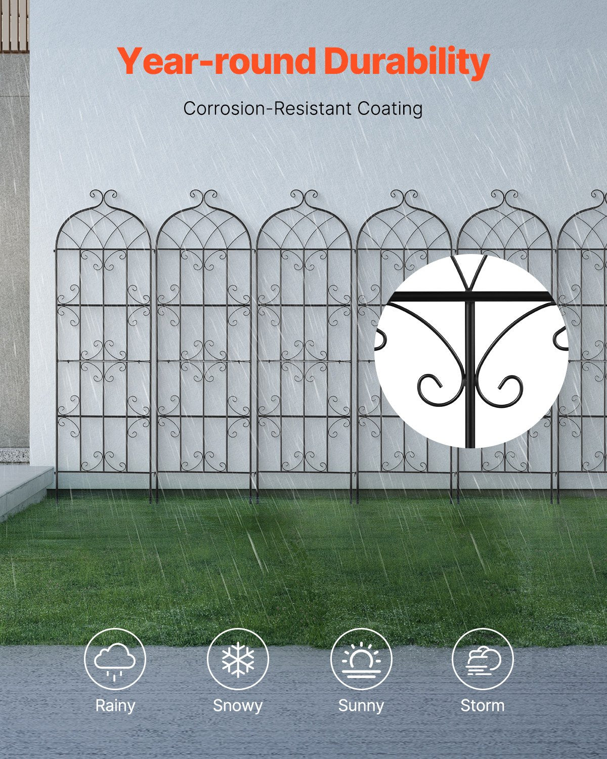 4-pack metall trädgårdsspaljé för klätterväxtstöd 71x20 i rostsäker