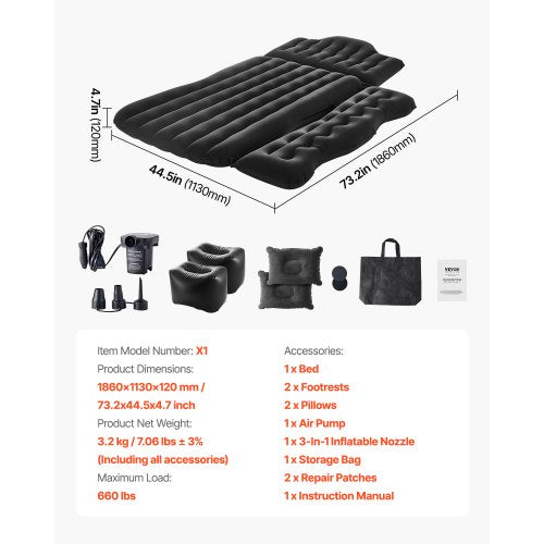 Billuftmadrass Uppblåsbar Bil Camping Resor Sovbädd SUV MPV Sedan |  EU