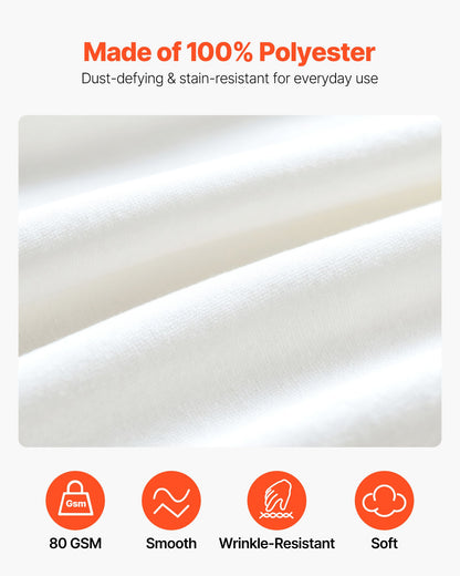 Wrap Around Bed Skirt, 15 in Drop, White Dust Ruffle Queen Size, Three Sides Adjustable Bedskirt with Easy Fit Elastic Strap, Wrinkle-Free & Fade-Resistant, Machine Washable, for Queen Size Bed