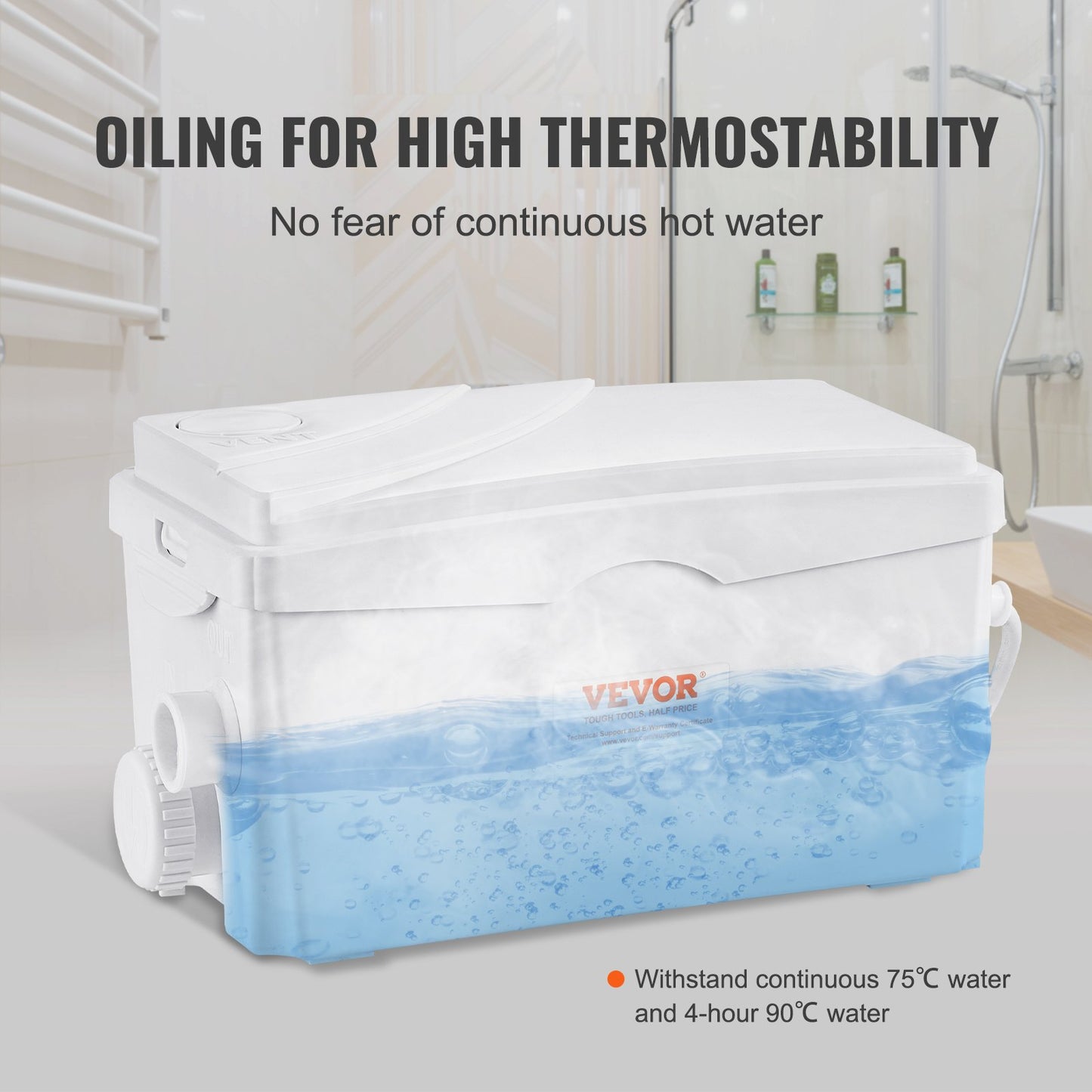 Macerator Avfallspump Källare Macerator Pump 350 W, 6000 L/h flöde, 7 M utloppshuvud, avloppspump med 3 vattenintag för källare, kök, handfat, dusch, badkar, tvätt avloppsvatten, diskmaskin