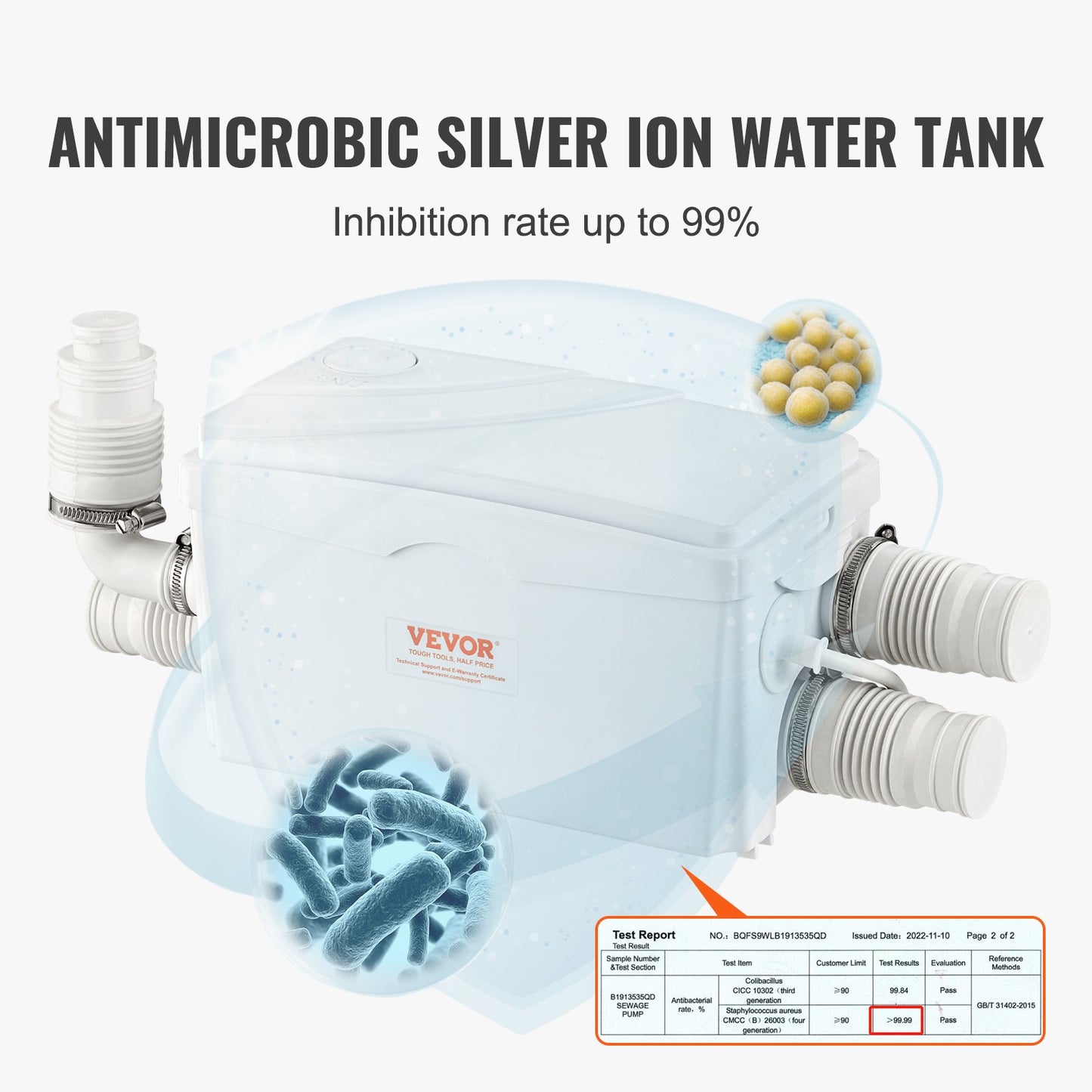 Macerator Avfallspump Källare Macerator Pump 350 W, 6000 L/h flöde, 7 M utloppshuvud, avloppspump med 3 vattenintag för källare, kök, handfat, dusch, badkar, tvätt avloppsvatten, diskmaskin