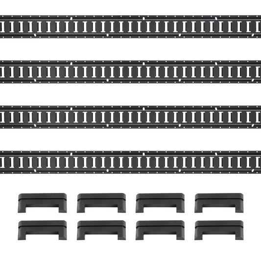 E Track Tie Down Rail Kit, 2' Steel Rails, 4-Pack, Secure Cargo and Heavy Loads Up to 2000 lbs, Heavy Duty Etrack Rails with Screws for Garage, Vans, Trailers, Motorcycle Mounts, ATV Mounts